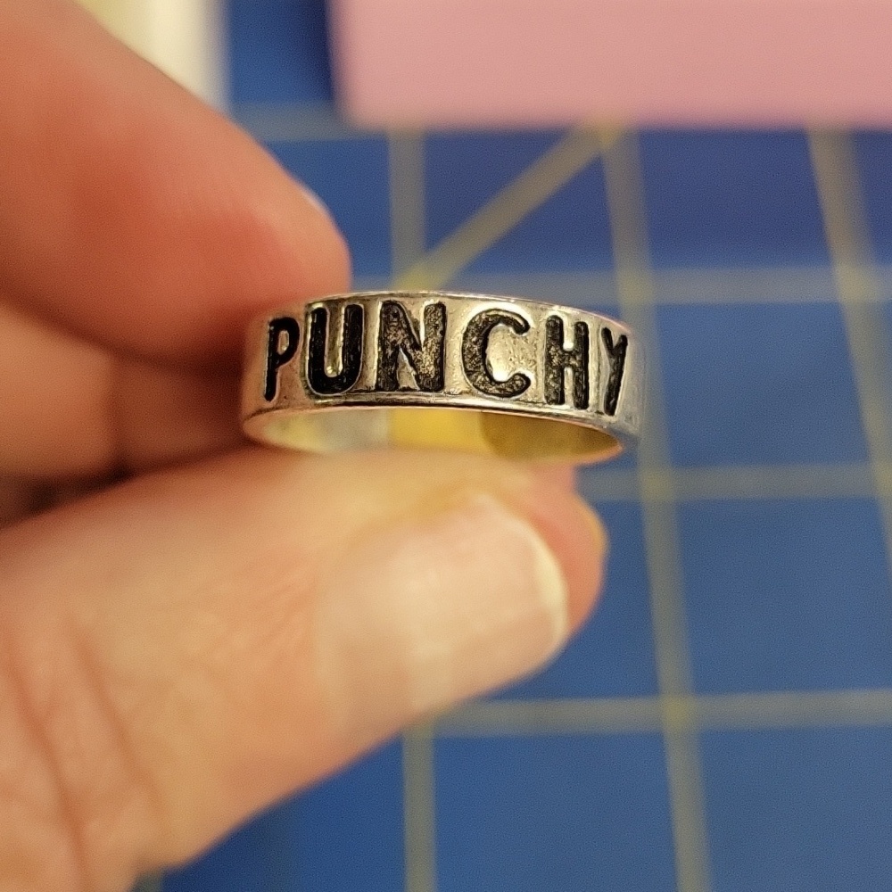 Punchy Silver Tone Ring Size 8